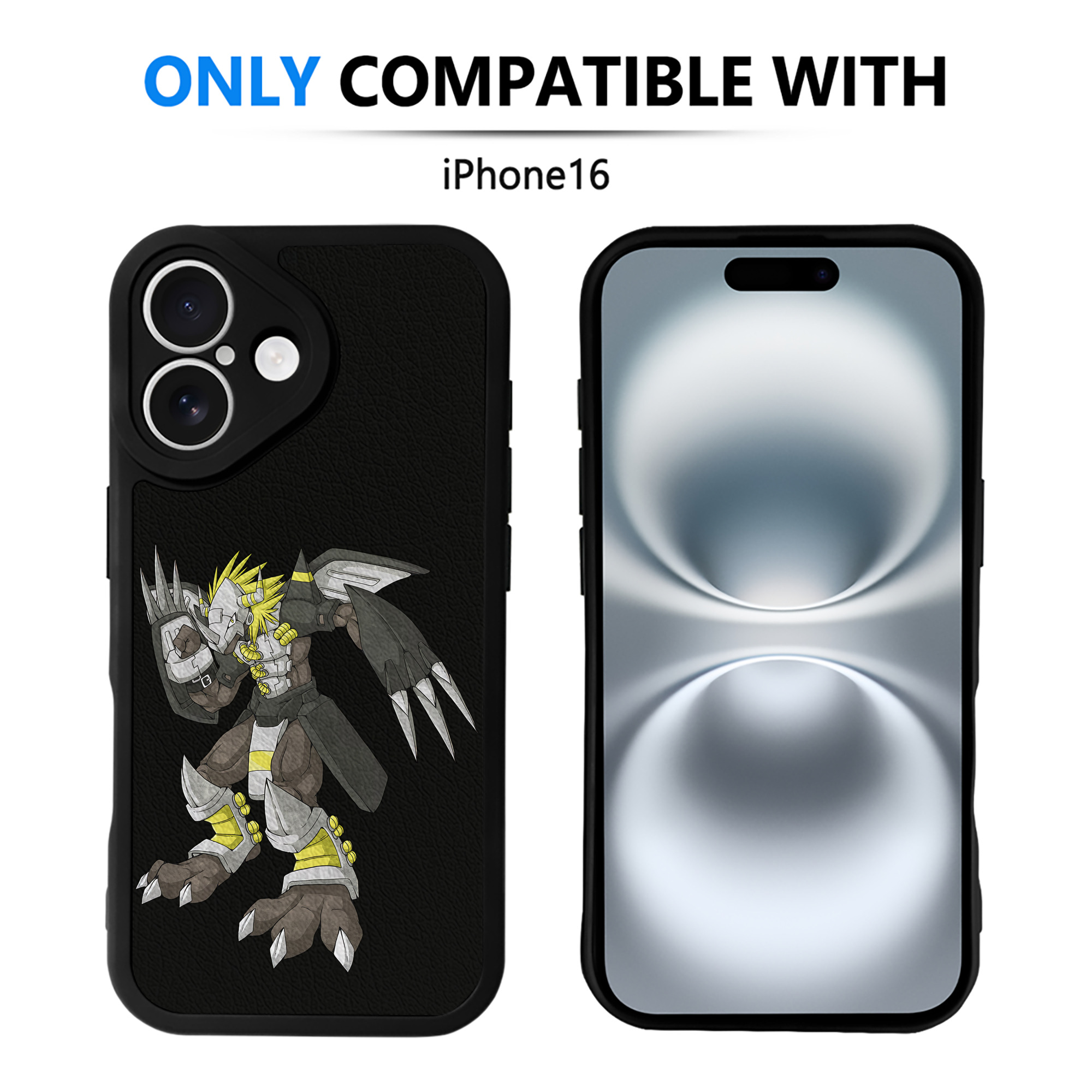 （画像用） Digimon デジタルモンスター/デジモン 【iPhone 16シリーズ対応】シリコンスマホケース（レザー調） 材質：シリコン